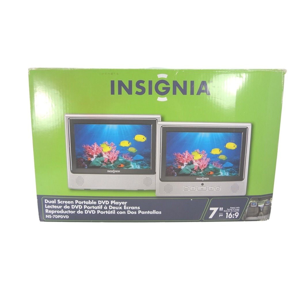 Insignia NS-7DPDVD‎ Dual Screen Portable DVD Player 7 Inch 16:9 Car System NWOT